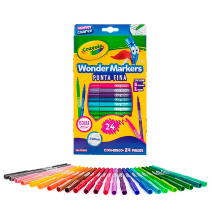 Crayola 24 Plumones delgados Wonder Markers