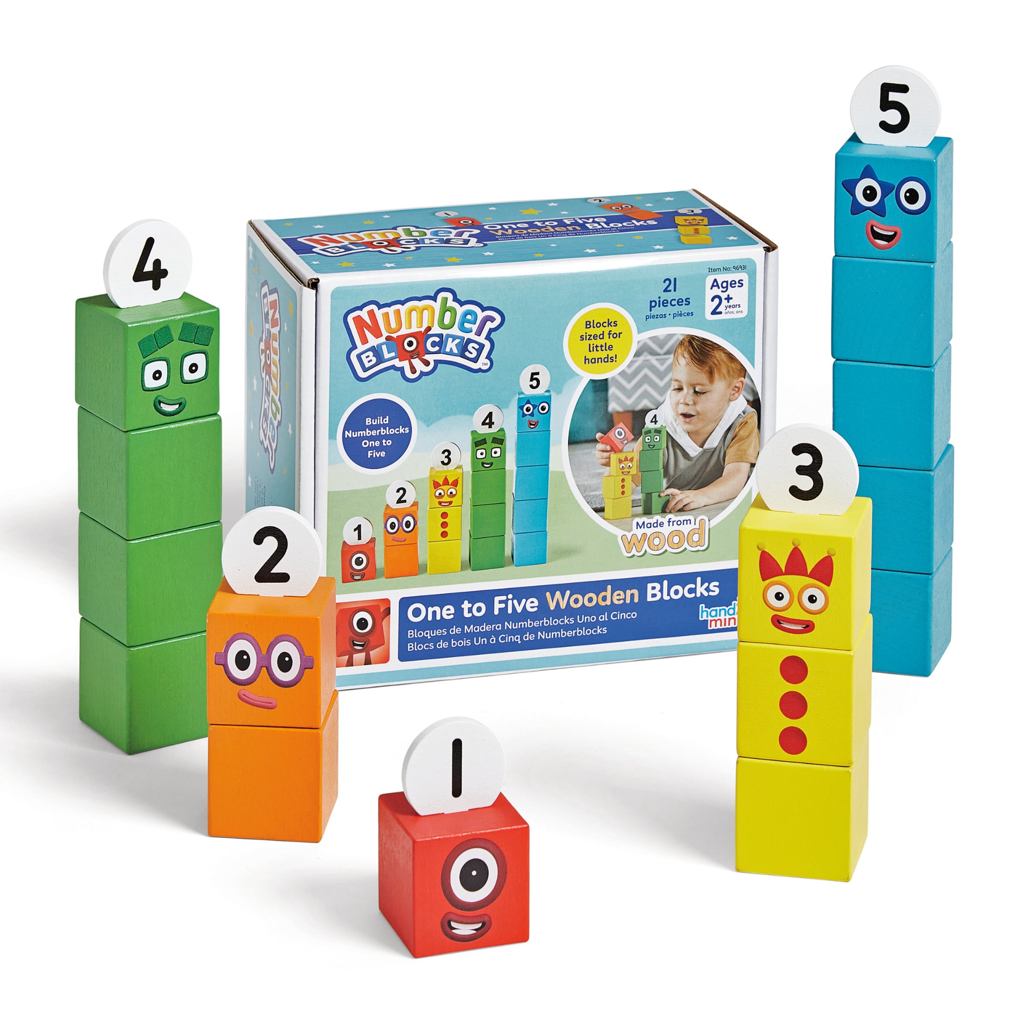 Bloques de madera del uno al cinco de Numberblocks®