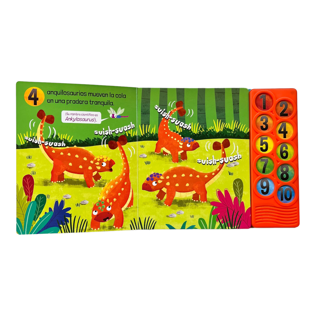 1, 2, 3, 4, Cuenta como los Dinosaurios - Libro con Voz y Sonidos