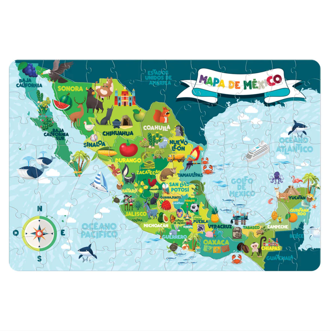 Mapa de México - Jumbo Rompecabezas 100 piezas