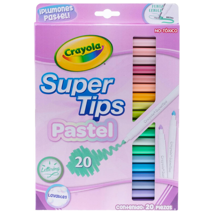 Plumon Escolar Crayola Super Tips Pastel Con 20 Piezas