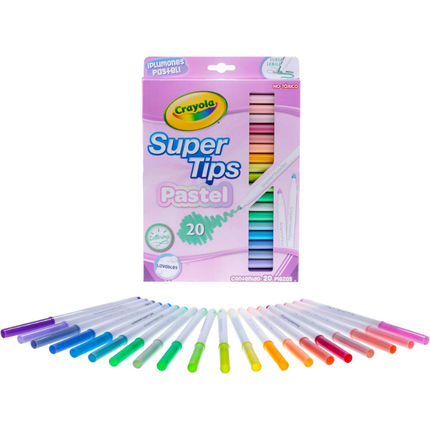Plumon Escolar Crayola Super Tips Pastel Con 20 Piezas