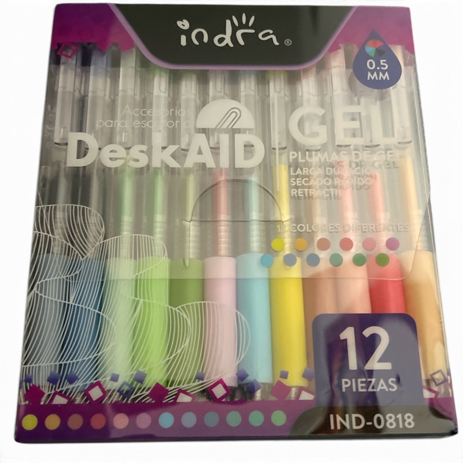 Plumas de Gel - Larga Duracion  DeskAID 12 piezas