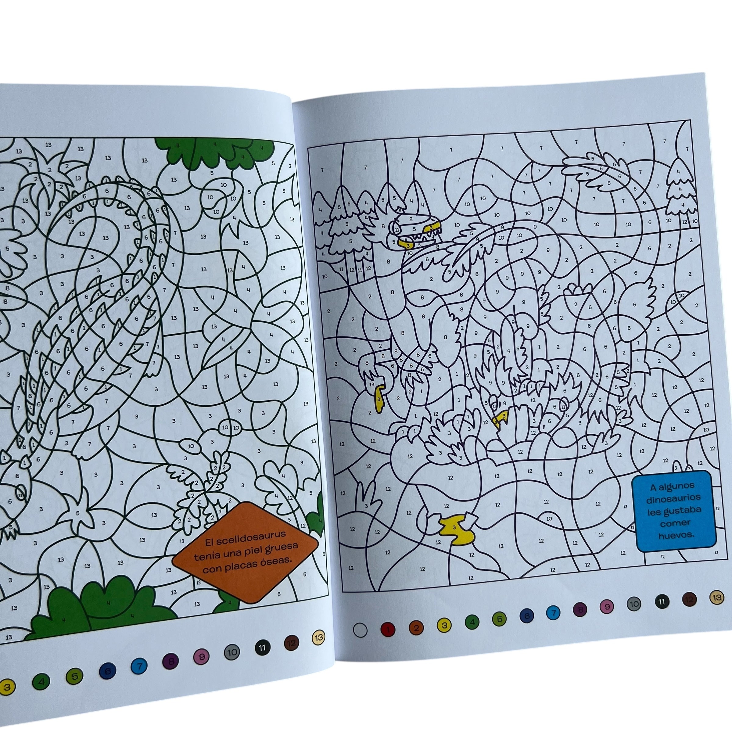 Libro para colorear - Colorea por números Dinos