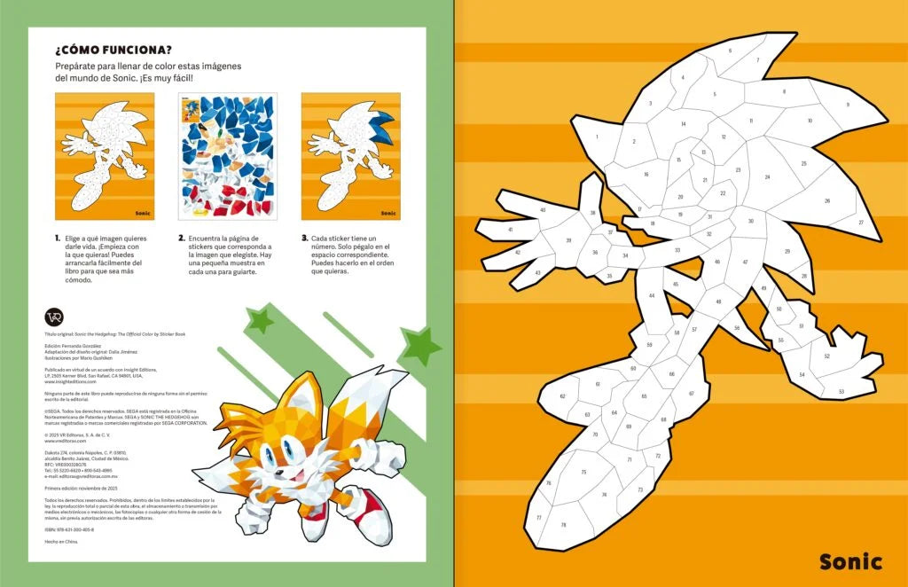 Libro para colorear con stickers - Sonic