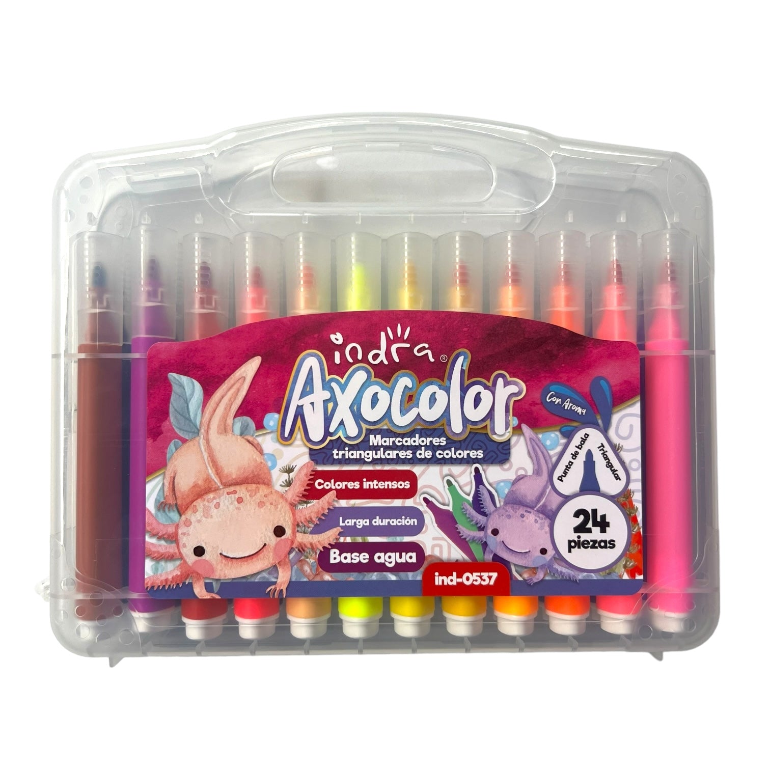 AXOCOLOR Marcadores Triangulares - 24 piezas - INDRA