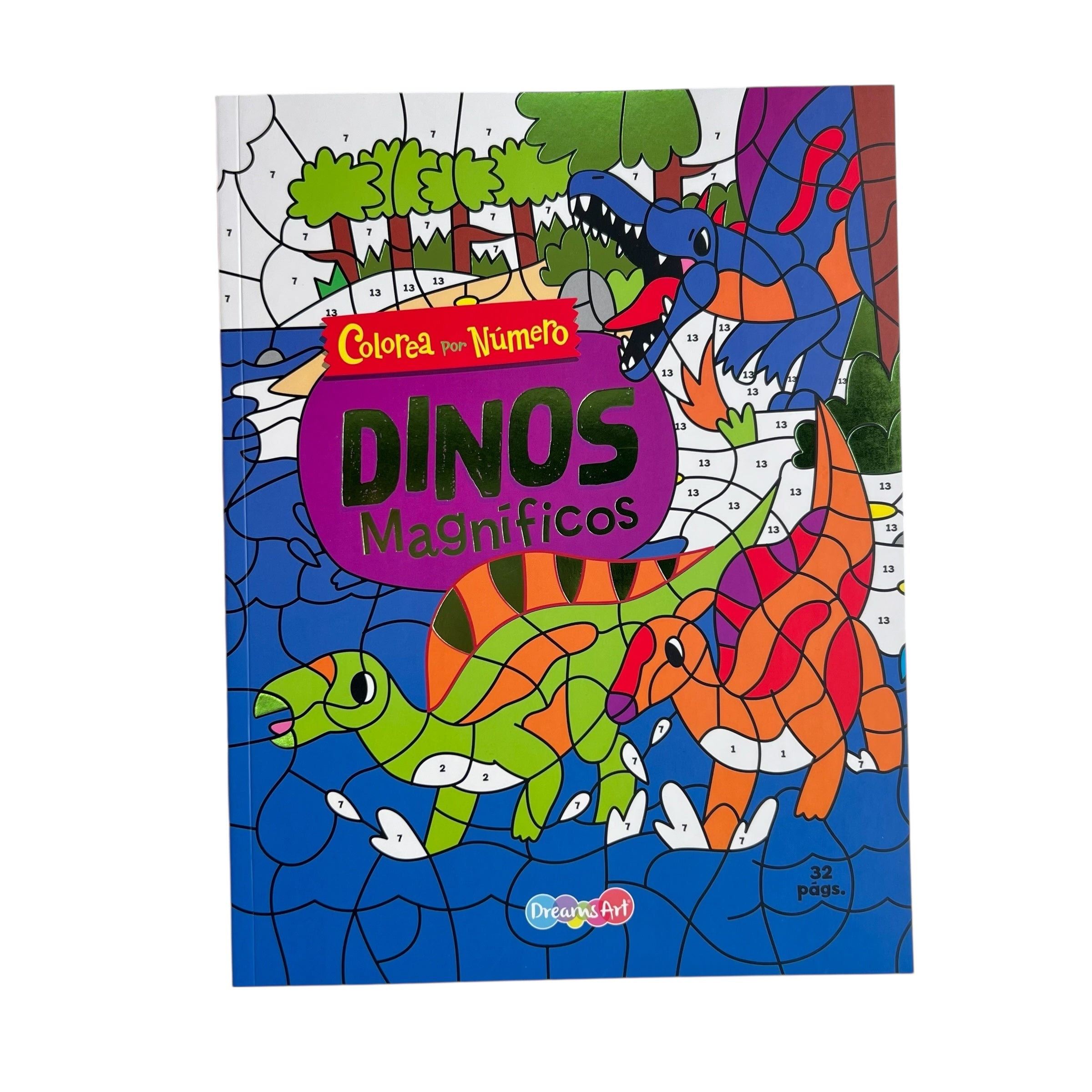 Libro para colorear - Colorea por números Dinos