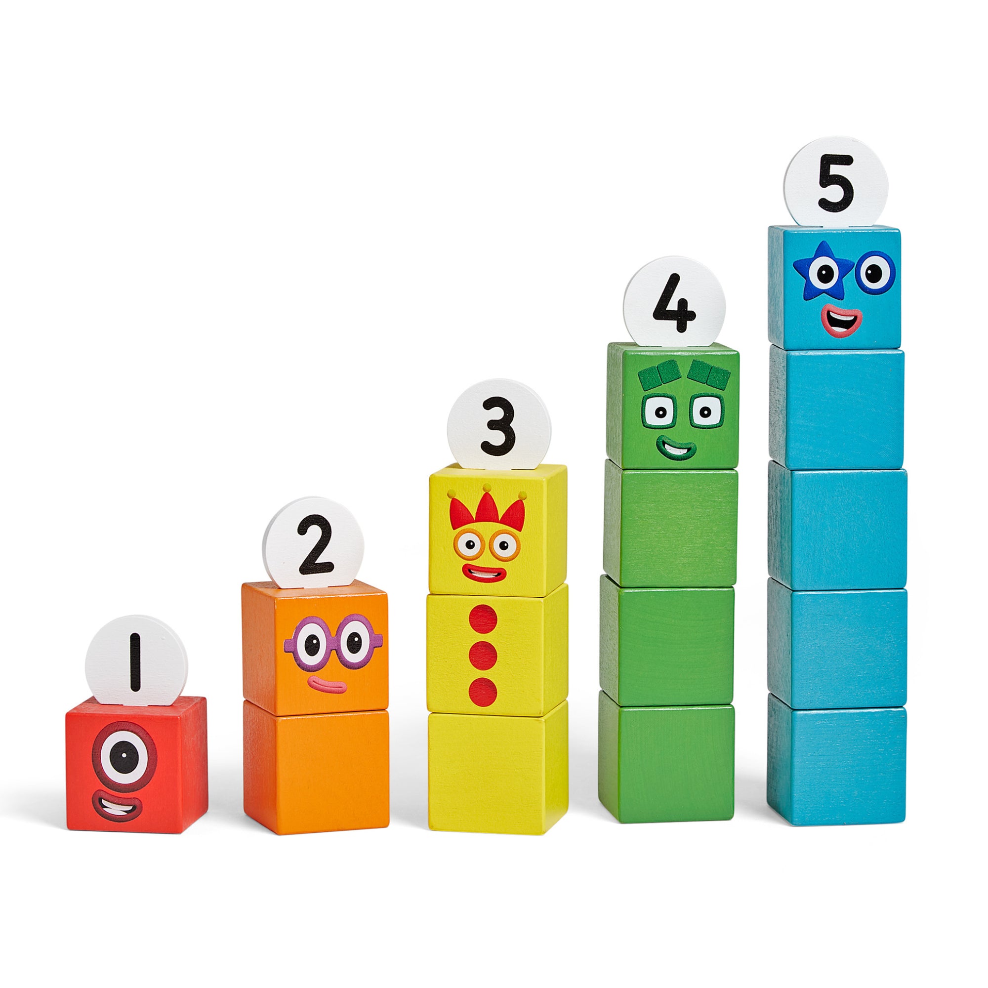 Bloques de madera del uno al cinco de Numberblocks®
