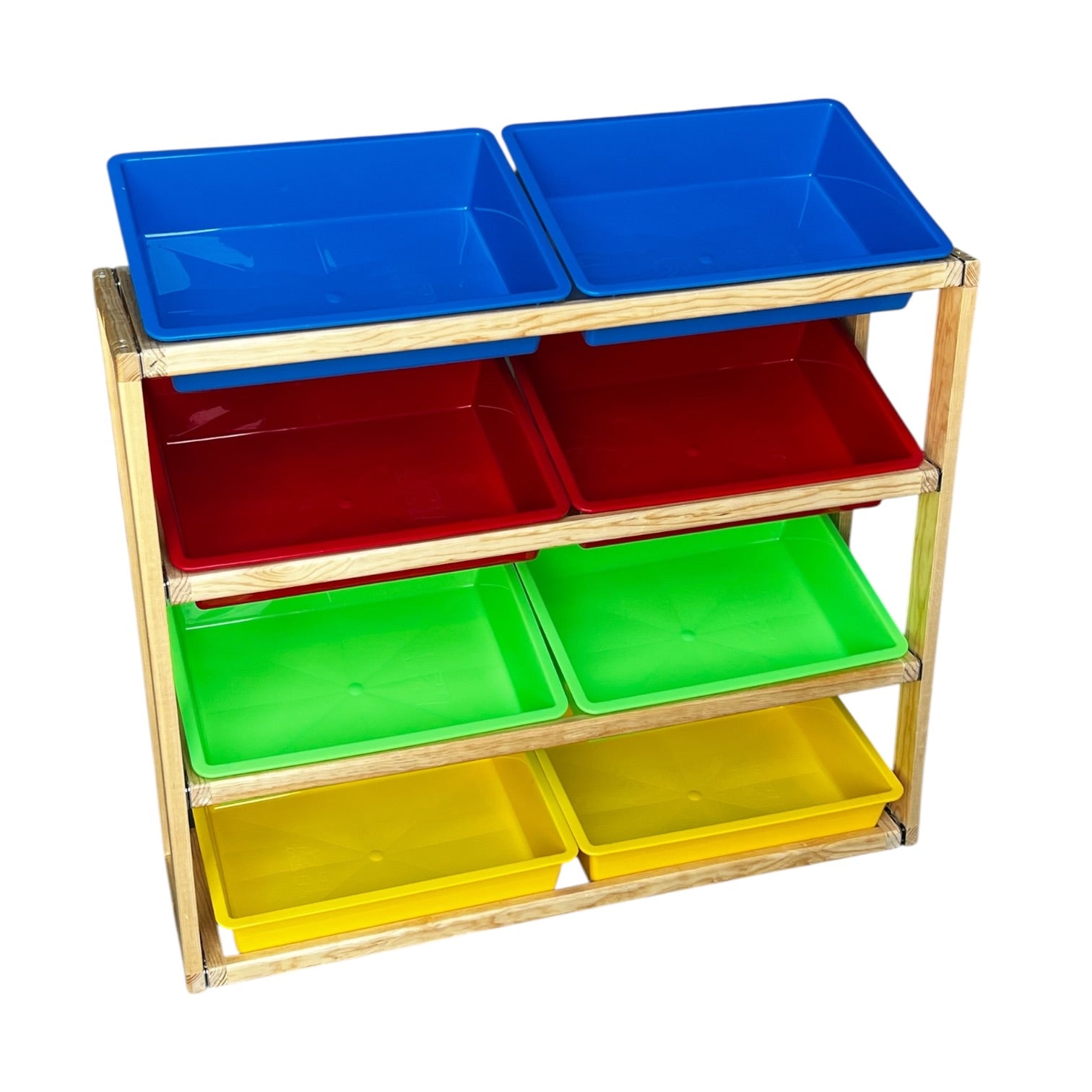 Juguetero de madera con charolas