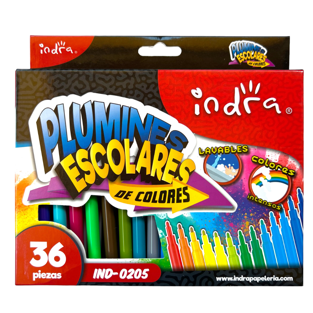 Plumones Escolares de Colores INDRA
