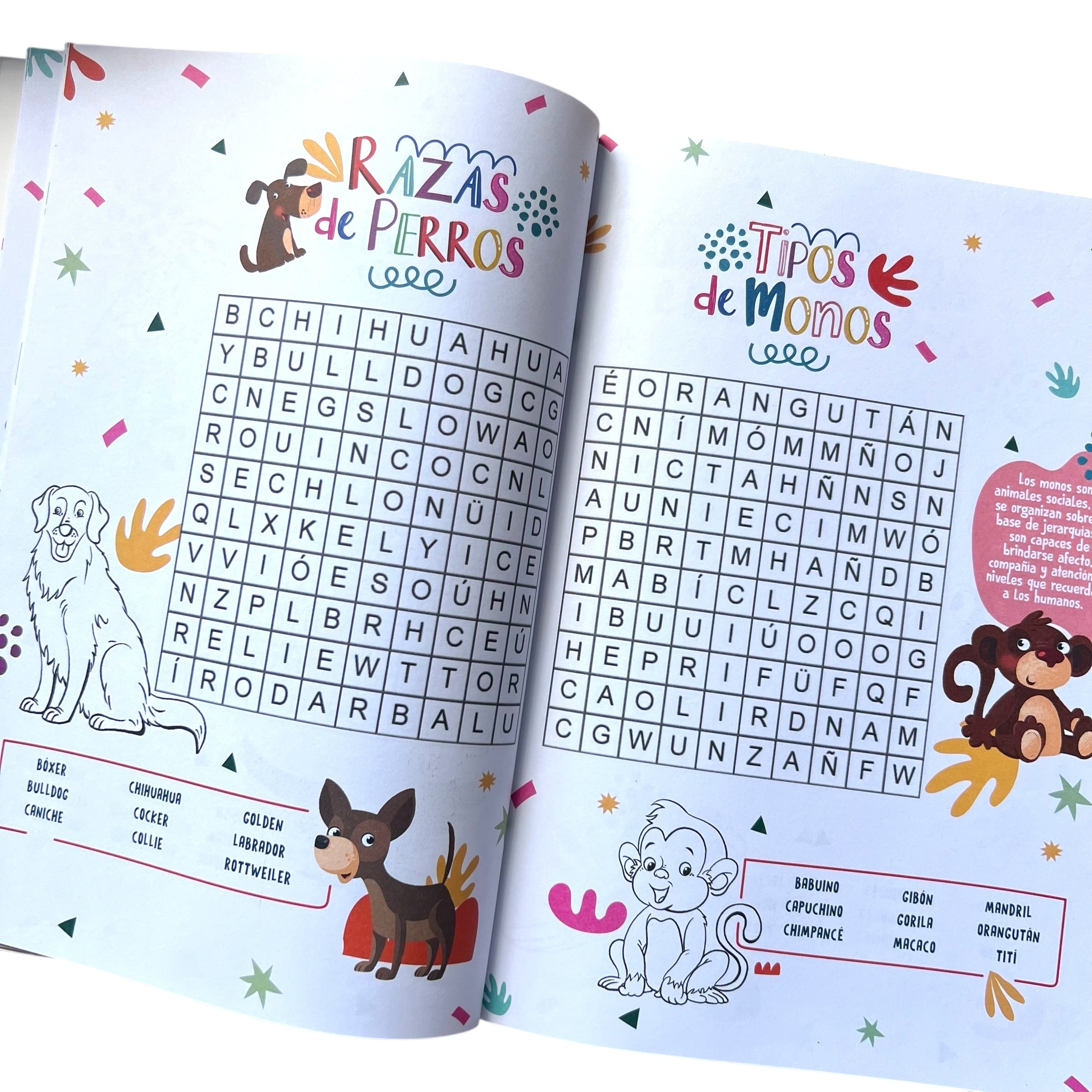 Sopa de letras infantiles - Animales de todos los tiempos