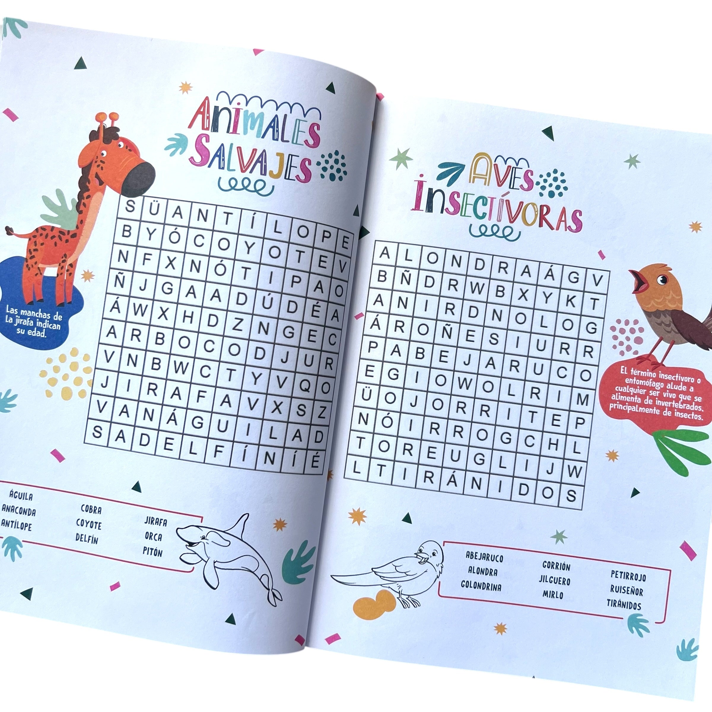 Sopa de letras infantiles - Animales de todos los tiempos