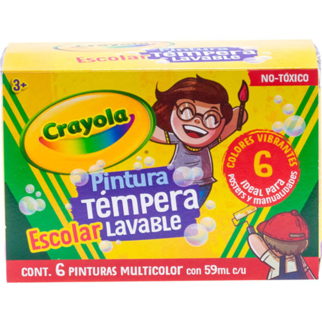 Pintura tempera escolar crayola