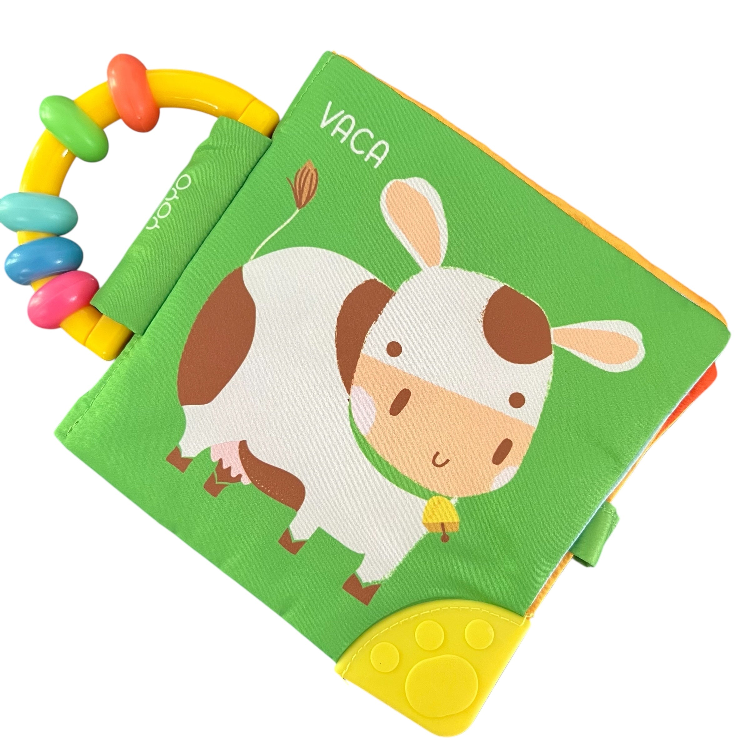 VACA - Libro de Tela con Sonaja y Mordedera